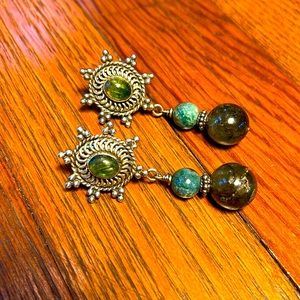 Silver Earrings with Hanging Beads